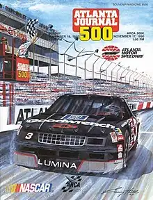 The 1990 Atlanta Journal 500 program cover, featuring Dale Earnhardt.