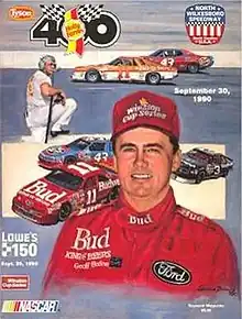 The 1990 Tyson Holly Farms 400 program cover, featuring Geoff Bodine.