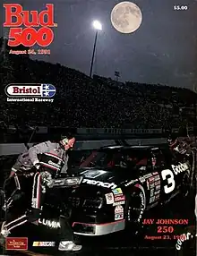 The 1991 Bud 500 program cover, featuring Dale Earnhardt.