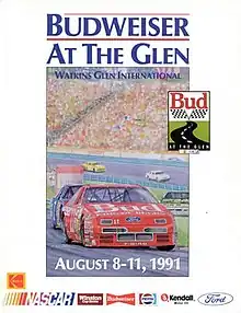 The 1991 Budweiser at The Glen program cover, featuring Geoff Bodine.