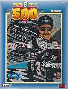 The 1995 Food City 500 program cover, featuring Dale Earnhardt. Artwork by Sam Bass.