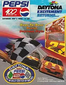 The 1995 Pepsi 400 program cover, featuring Jimmy Spencer and Ernie Irvan.