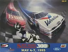 The 1995 Save Mart Supermarkets 300 program cover, featuring Ken Schrader and Mark Martin.