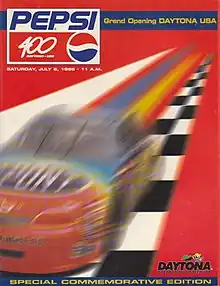 The 1996 Pepsi 400 program cover, featuring Jeff Gordon.