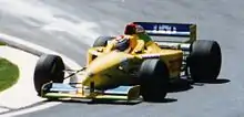 Andrea Montermini driving the revised FG01B at the 1996 San Marino Grand Prix.