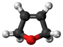 Ball-and-stick model of the 2,5-dihydrofuran molecule