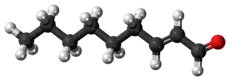 Ball-and-stick model of the 2-nonenal molecule