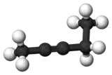 Ball-and-stick model of 2-pentyne