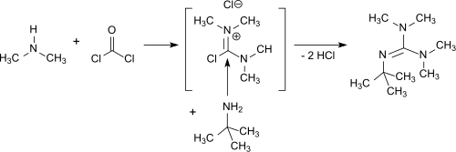 Synthesis of 2-tert.-Butyl-1,1,3,3-tetramethylguanidin aus TMU