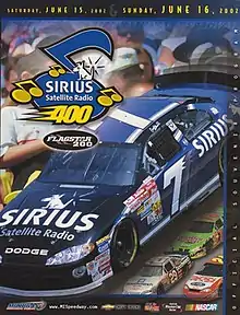 The 2002 Sirius Satellite Radio 400 program cover, featuring Casey Atwood.