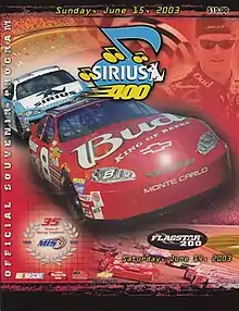 The 2003 Sirius 400 program cover.