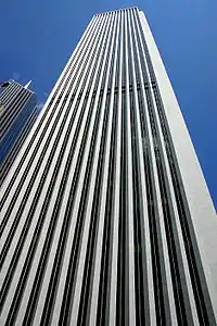 Looking up the building from the ground