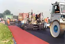 Image 19Red surfacing for a bicycle lane in the Netherlands (from Road surface)