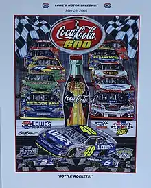 2005 Coca-Cola 600 program cover, with artwork from NASCAR artist Sam Bass. The painting is called "Bottle Rockets!"