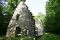 The ruined church "St. Valentin" of the deserted village Ruthardshausen, July 2007