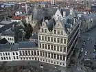 Intermediate section of Ghent City Hall built along the Poeljemarkt