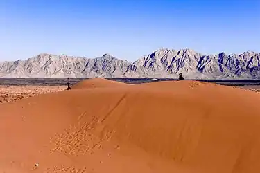 View to the Pinacate craters from the sand dunes