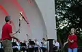 Father-daughter duo Jim and Claire Jeffries juggling to the music of the Eau Claire Municipal Band