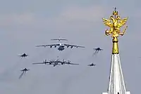 Aircraft from the Russian Air Force and the Coat of Arms of Russia