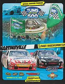 The 2010 TUMS Fast Relief 500 program cover, featuring Kyle Busch and Denny Hamlin.