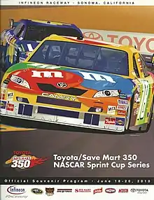 The 2010 Toyota/Save Mart 350 program cover, featuring Kyle Busch and Jimmie Johnson.