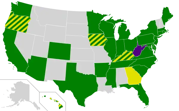 First place (popular vote or delegate count)