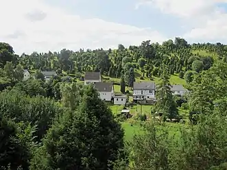 View of the Kalvarienberg at Alendorf and junipers