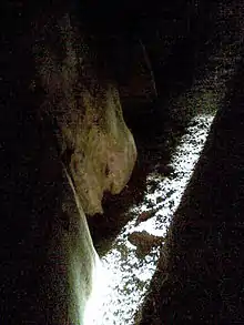 Sunlight entering the passage of Newgrange in Ireland on the winter solstice.