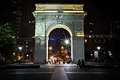 South face of the Washington Arch at night