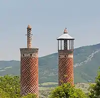 Minarets of Ashaghi Govhar Agha Mosque in Shusha