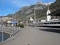 View of village and landing stage from station (2016)