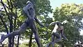 Sculpture at Stockholm Olympic Stadium of the Relay runners, 1937.