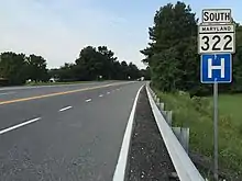 View south along MD 322 at Washington Street in Easton