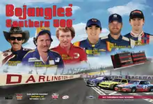 The 2017 Bojangles' Southern 500 program cover, featuring NASCAR legends Richard Petty, Dale Earnhardt Sr., Bill Elliott, and drivers who were racing in 2017, Chase Elliott, Dale Earnhardt Jr., and Ryan Blaney.