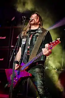 Angelripper performing in 2018