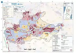 2018 United Nations map of the area, showing the Israeli occupation arrangements in the governorate