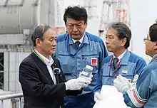 Image 43In 2020, Japanese Prime Minister Suga declined to drink the bottle of Fukushima's treated radioactive water that he was holding, which would otherwise be discharged to the Pacific. (from Pacific Ocean)