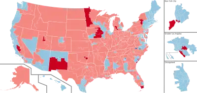 Color coded map of 2020 House of Representatives race resultss