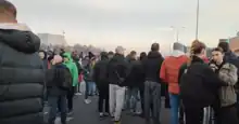 A protest on the Gazela Bridge on 4 December 2021