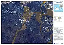 Aerial view of the damages caused by the landslide, produced by the Copernicus EMS programme