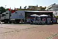 A bloodmobile of Turkish Red Crescent in Gazipaşa, Antalya, Turkey