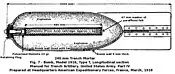 A drawing of an American 240 mm mortar bomb.  The projectile for the IKO was very similar