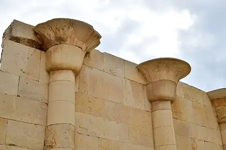 Engaged columns of the House of the North, detail of papyrus-shaped capitals, in the Heb-Sed Court, Djoser's funerary complex, Saqqara, Egypt, unknown architect, 2667-2648 BC