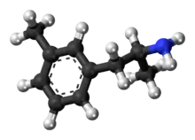 Ball-and-stick model of the 3-methylamphetamine molecule