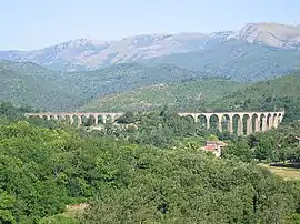 Viaduct of Chamborigaud, with Mont Lozère in the background