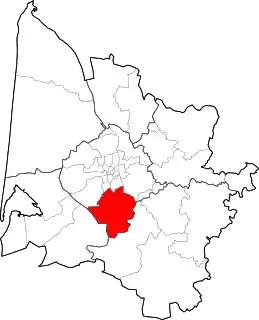 Location of the Canton of La Brède in the Gironde department.