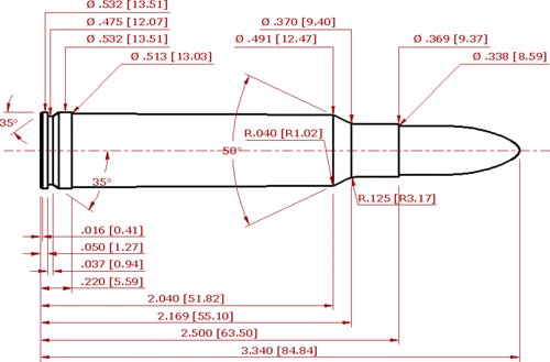 338 Winchester Magnum Cartridge Schematic