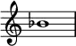  {
\override Score.TimeSignature #'stencil = ##f
\relative c'' {
  \clef treble \time 4/4 bes1
} }

