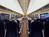 The interior of a refurbished GNER Mark IV TSO vehicle