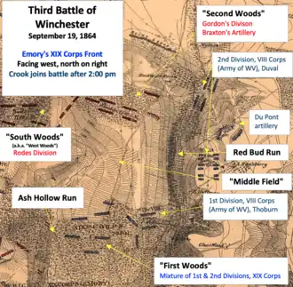 old map showing troop positions and terrain